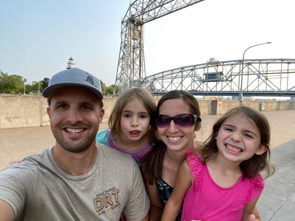 The Casey Parrott family hiking in Duluth this past summer: Casey and his wife, Hannah and daughters Kylie (6) and Lorelai (5).
